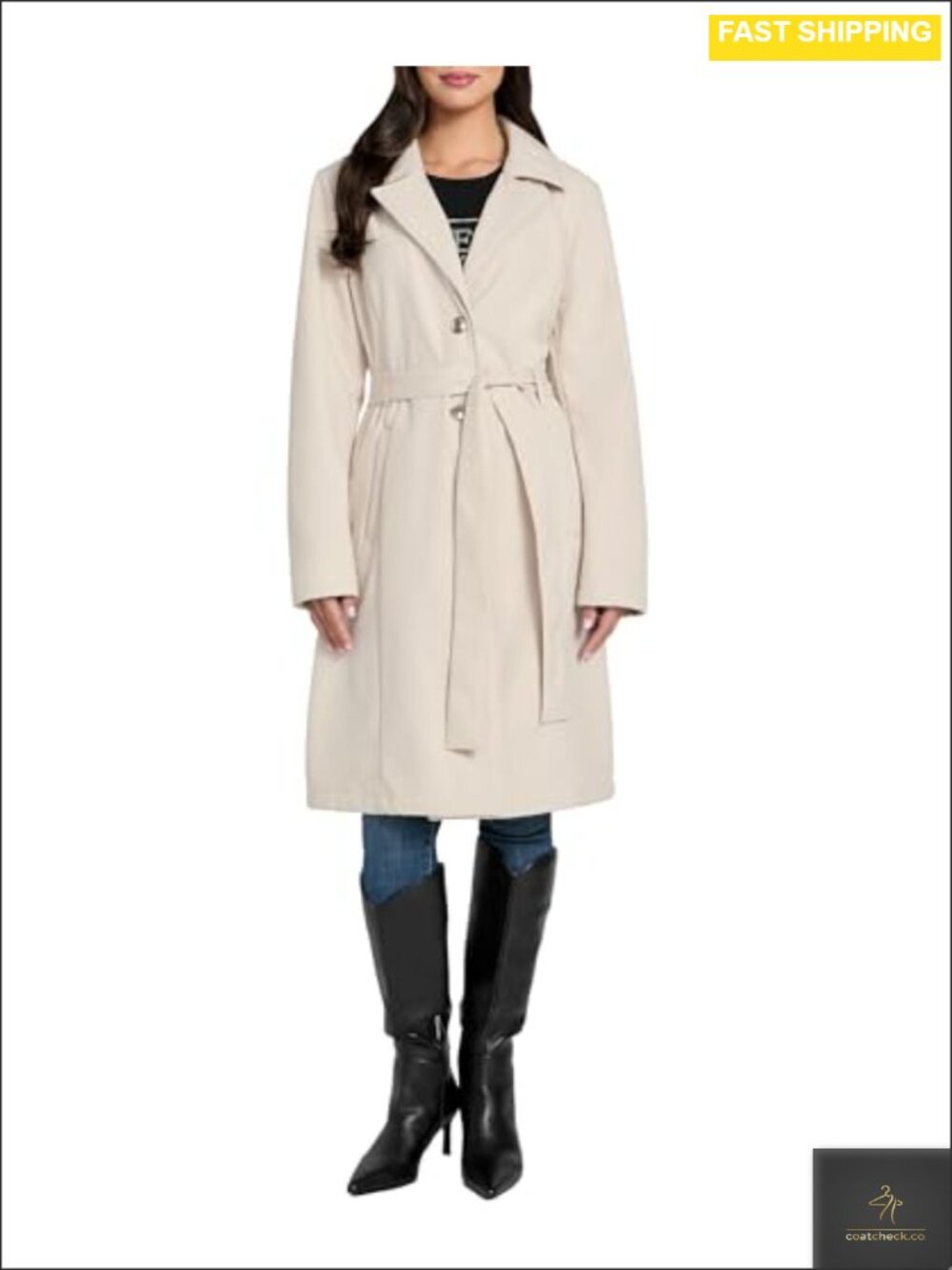 Water-Resistant Trench Coat Lace-Up Back Belted Softshell